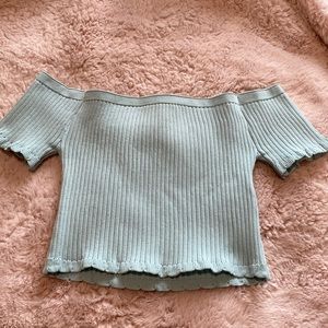 Brand new never worn light teal blue forever 21 off the shoulder crop top!